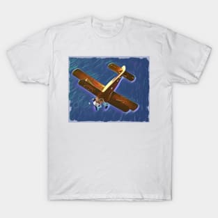 Double-wing plane in flight T-Shirt